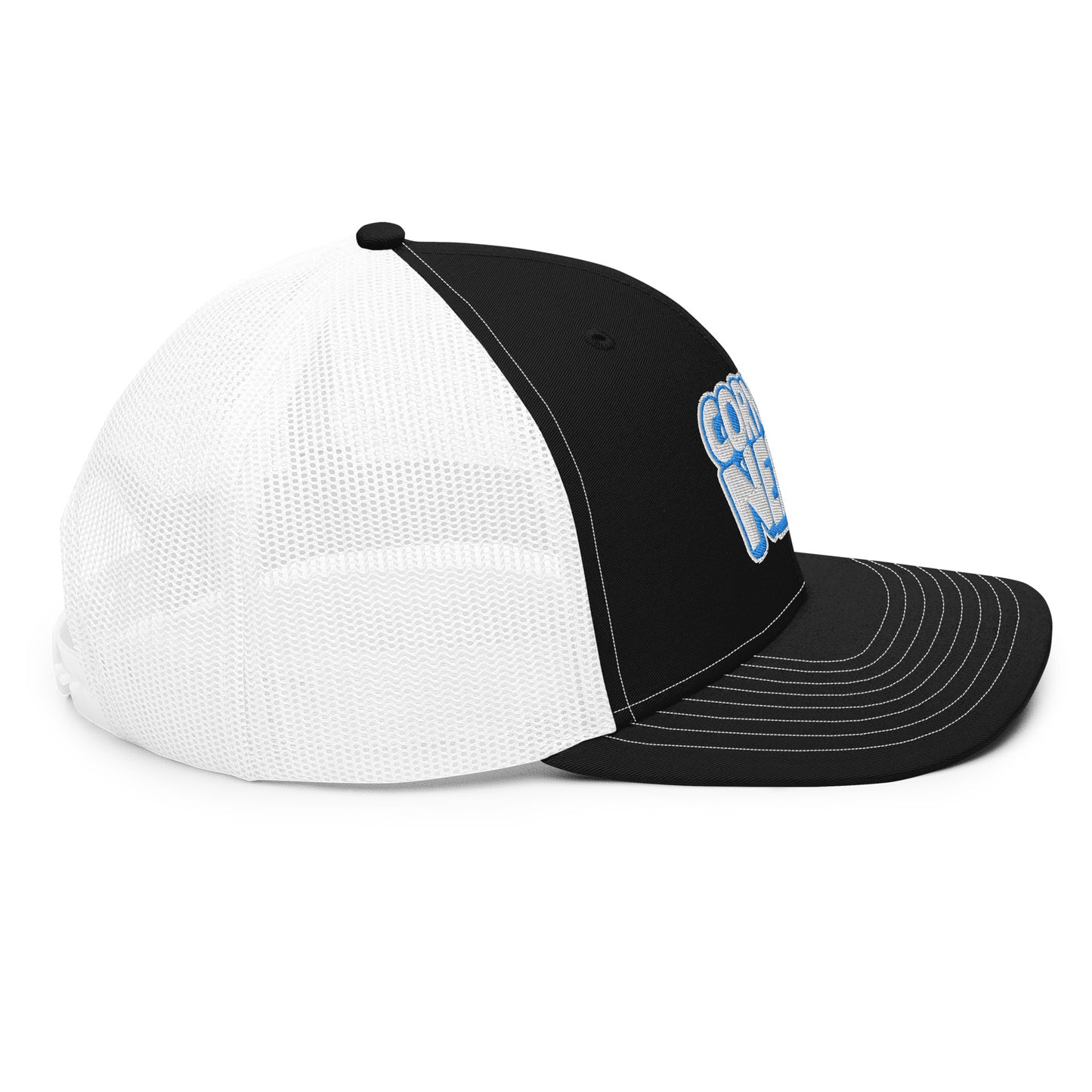 white/light blue nerds logo Richardson 112 snapback Trucker hat