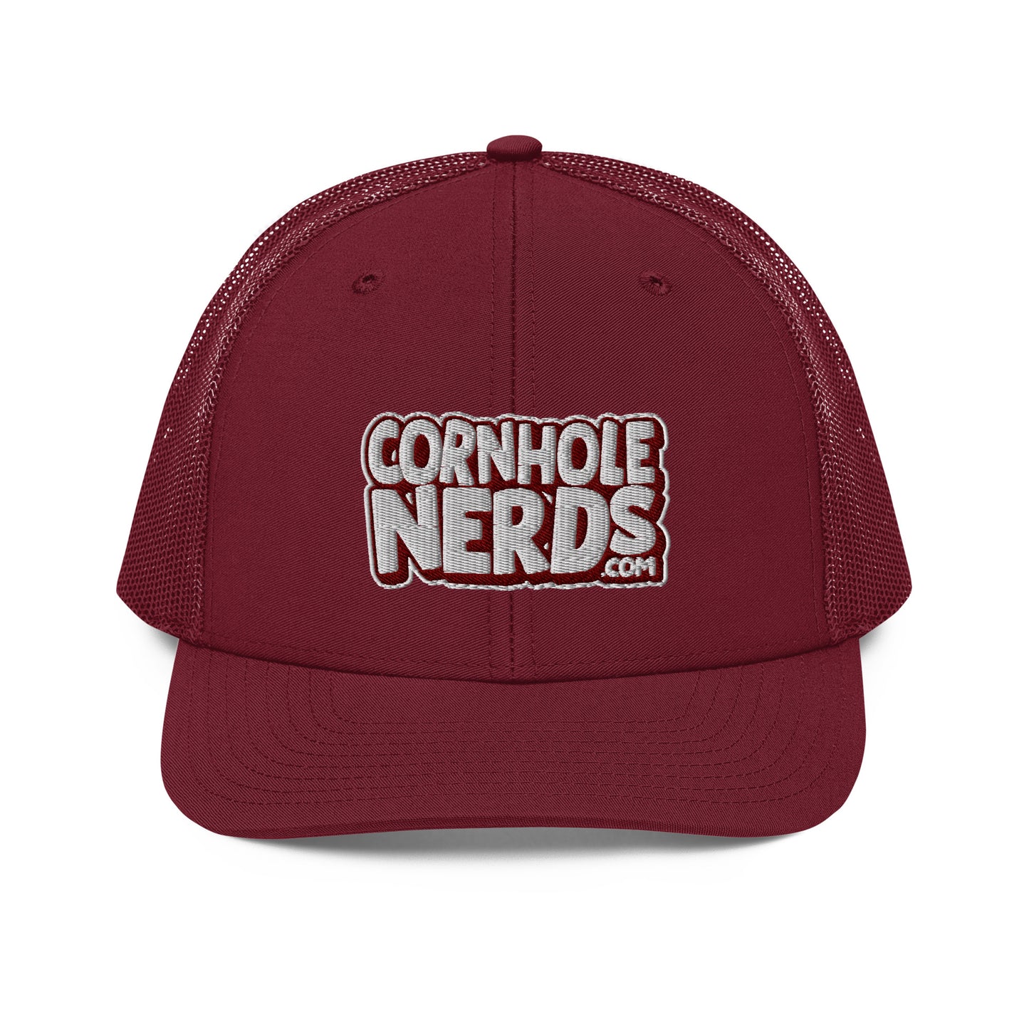 white/maroon nerds logo Richardson 112 snapback Trucker hat