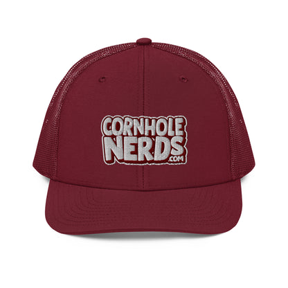 white/maroon nerds logo Richardson 112 snapback Trucker hat