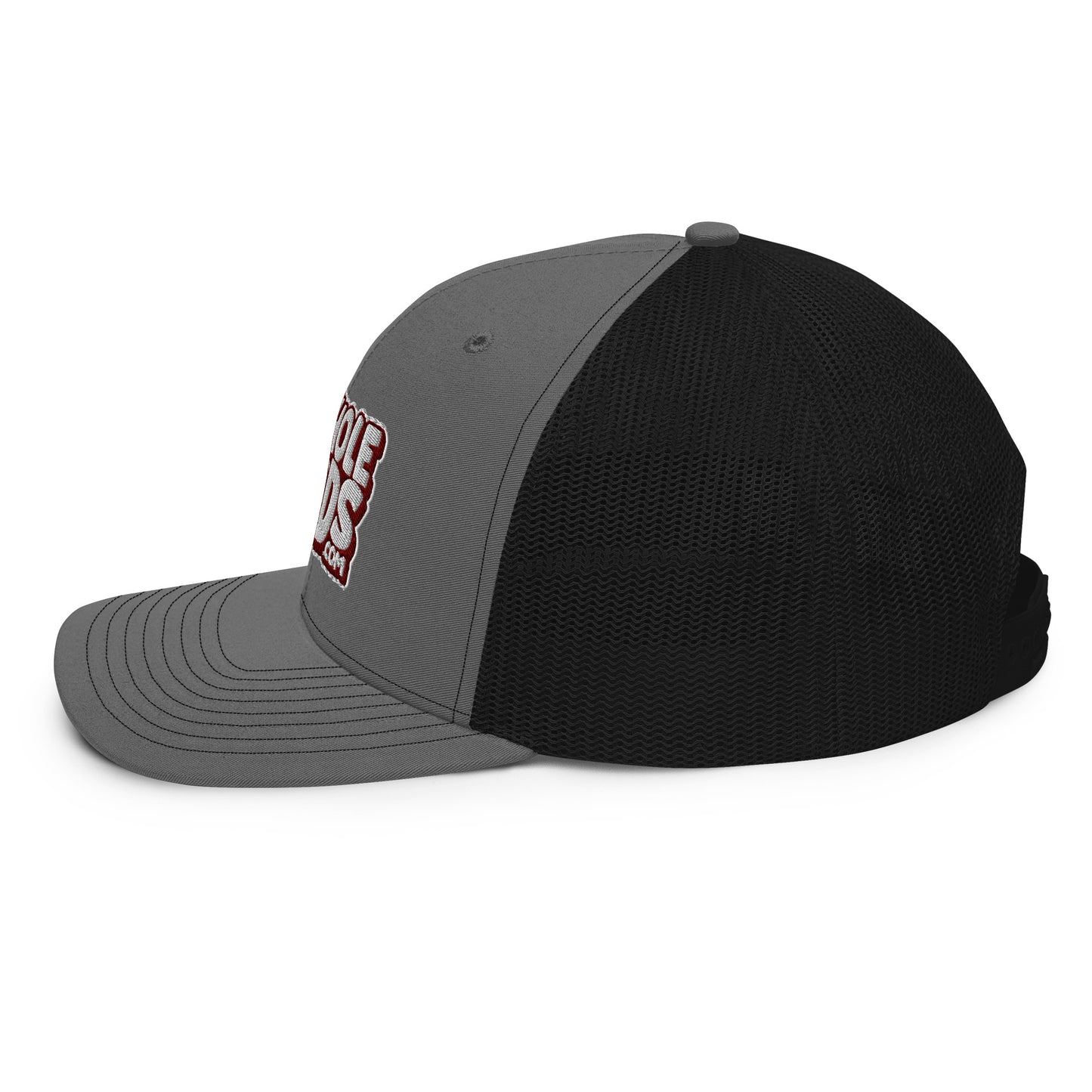 white/maroon nerds logo Richardson 112 snapback Trucker hat