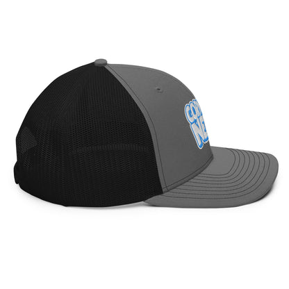 white/light blue nerds logo Richardson 112 snapback Trucker hat