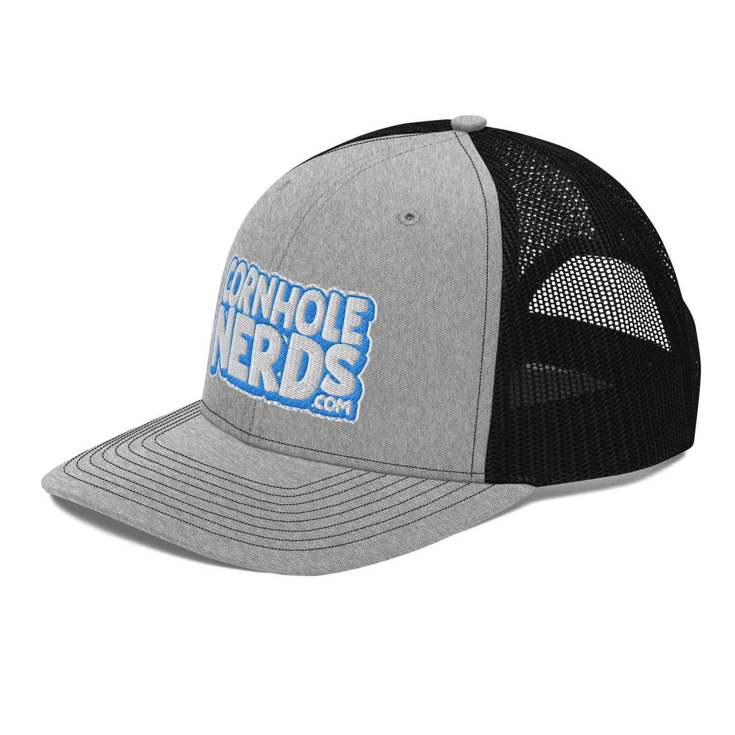 white/light blue nerds logo Richardson 112 snapback Trucker hat