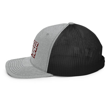 white/maroon nerds logo Richardson 112 snapback Trucker hat