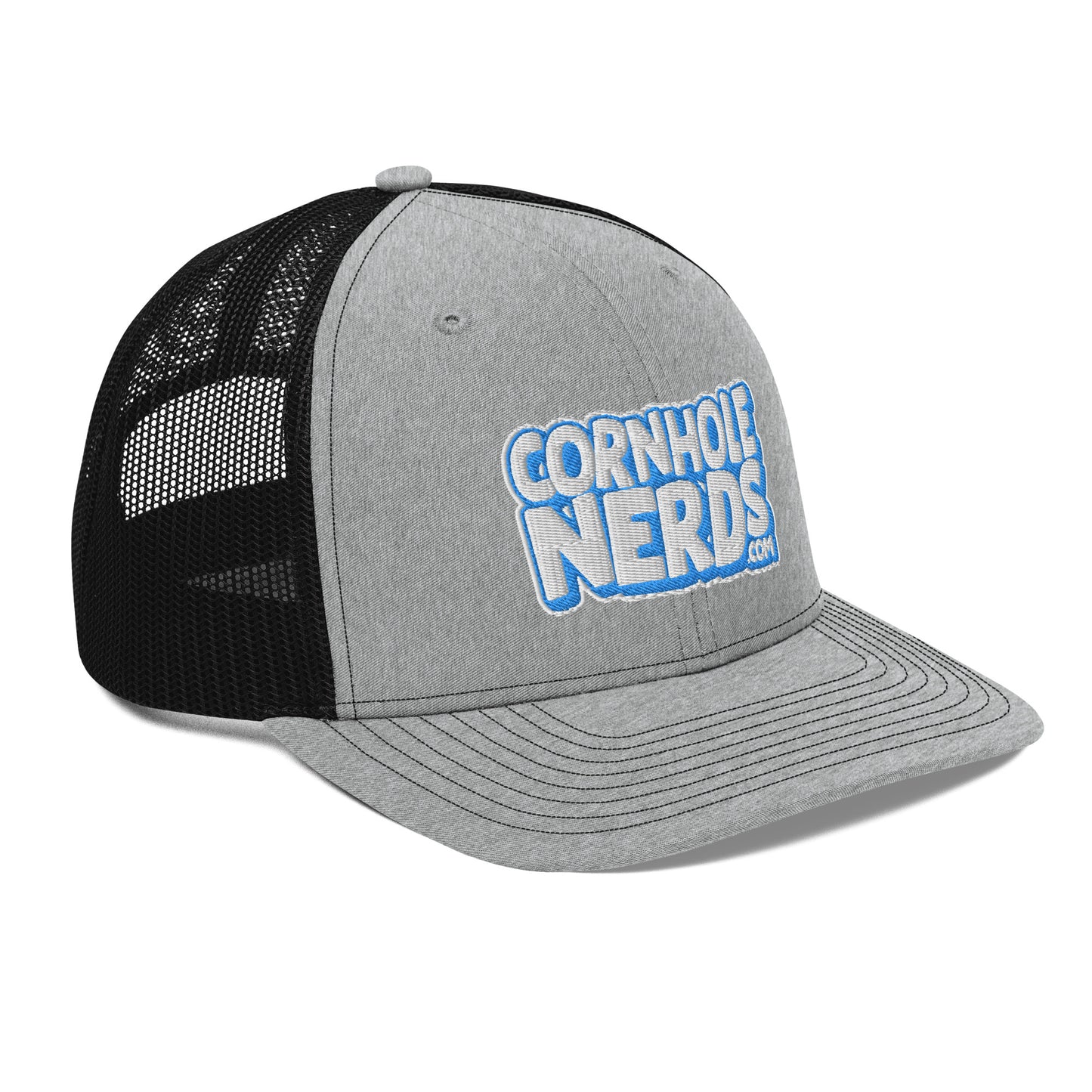 white/light blue nerds logo Richardson 112 snapback Trucker hat