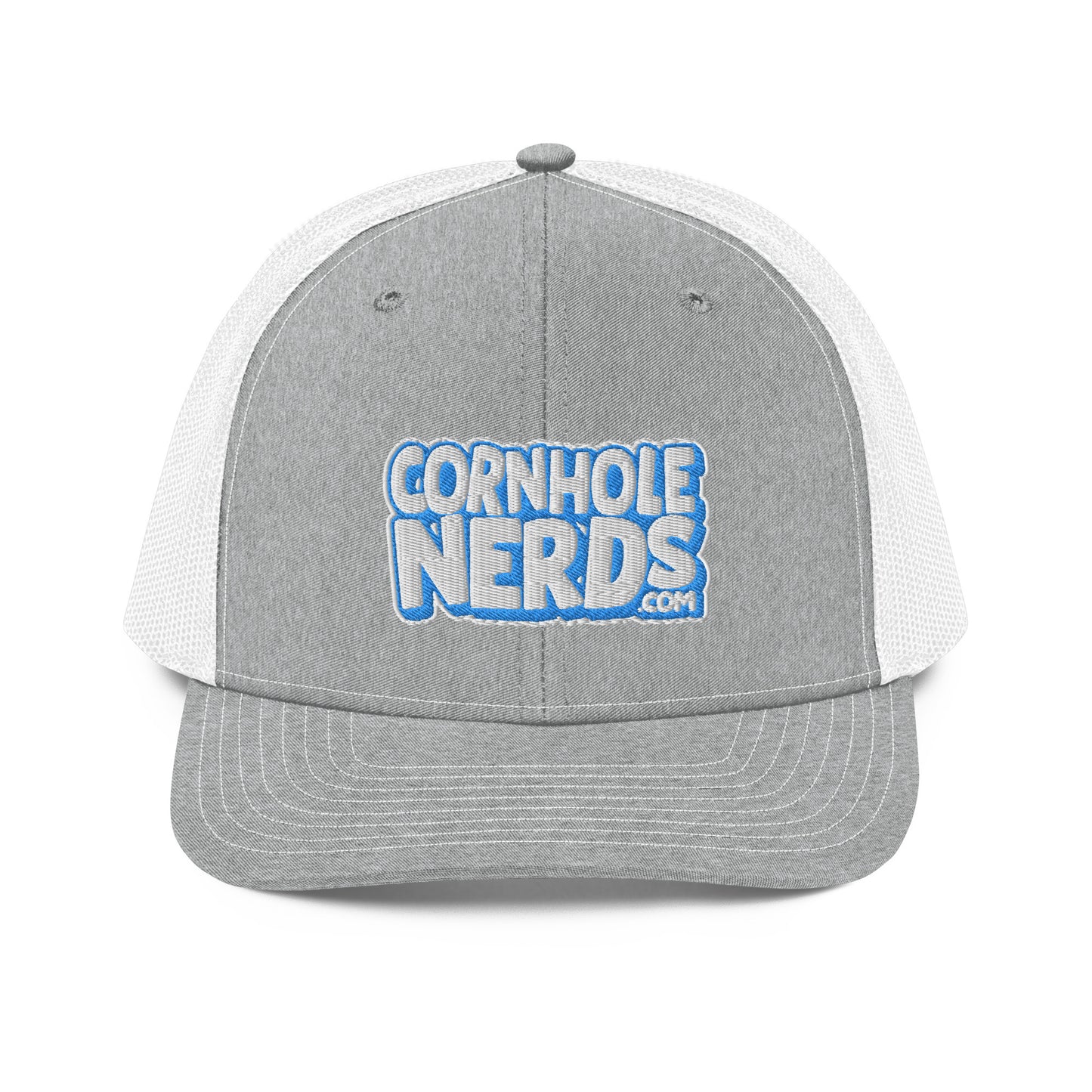 white/light blue nerds logo Richardson 112 snapback Trucker hat