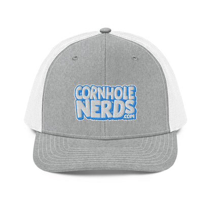 white/light blue nerds logo Richardson 112 snapback Trucker hat