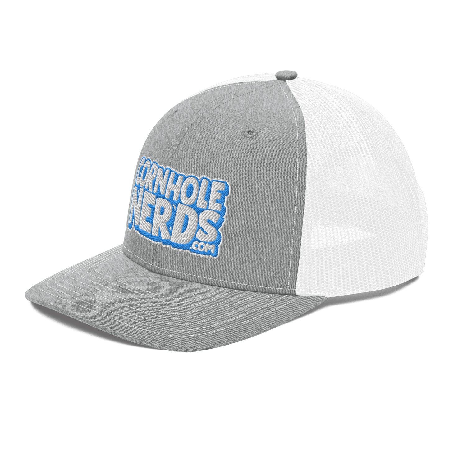 white/light blue nerds logo Richardson 112 snapback Trucker hat