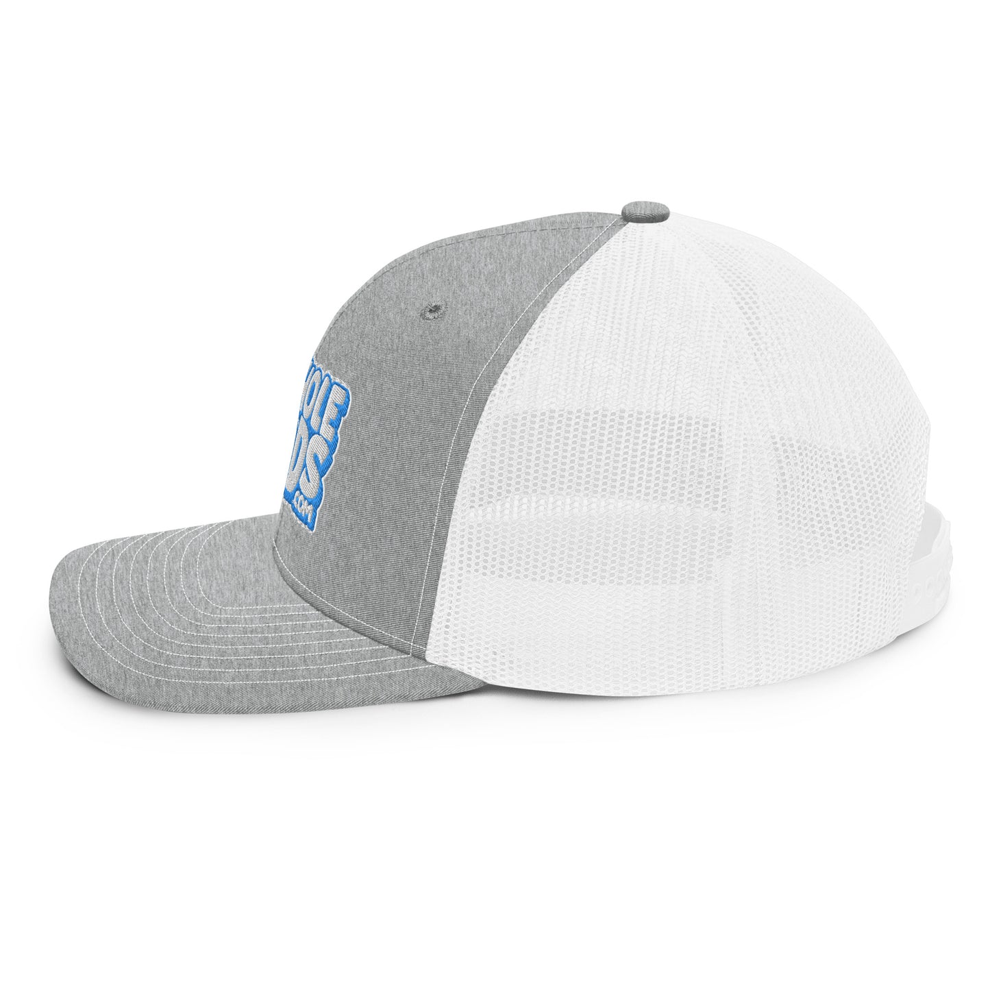 white/light blue nerds logo Richardson 112 snapback Trucker hat