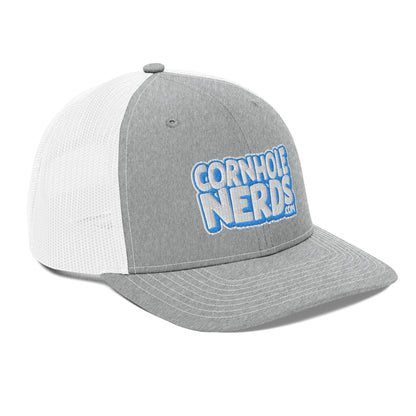 white/light blue nerds logo Richardson 112 snapback Trucker hat