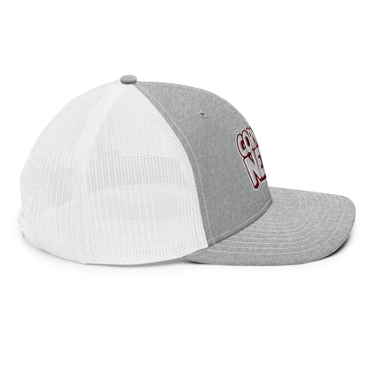 white/maroon nerds logo Richardson 112 snapback Trucker hat