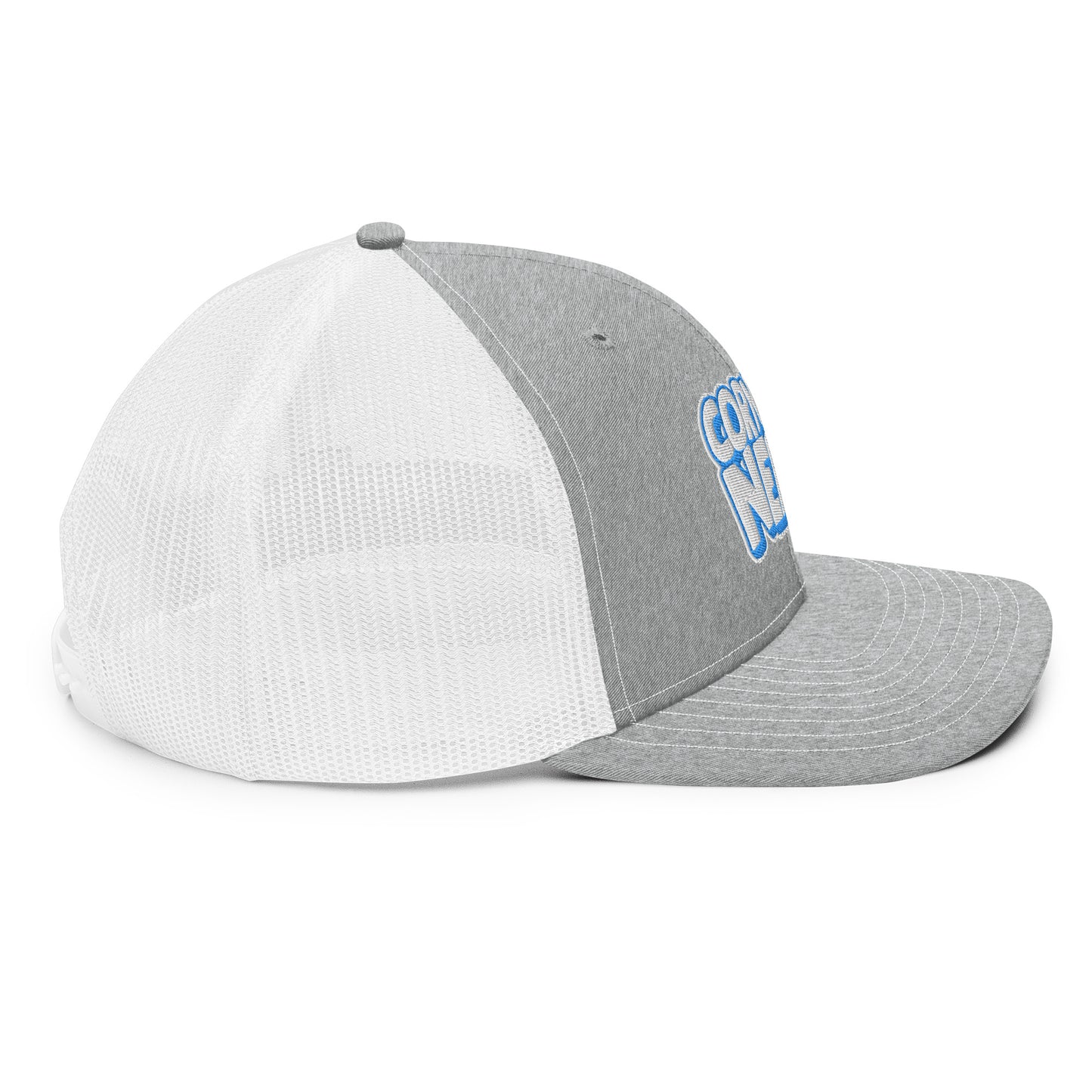 white/light blue nerds logo Richardson 112 snapback Trucker hat