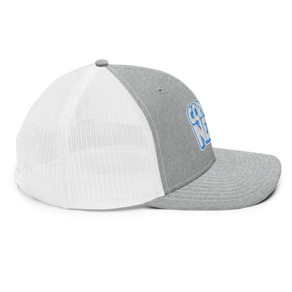 white/light blue nerds logo Richardson 112 snapback Trucker hat