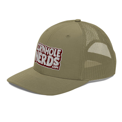 white/maroon nerds logo Richardson 112 snapback Trucker hat