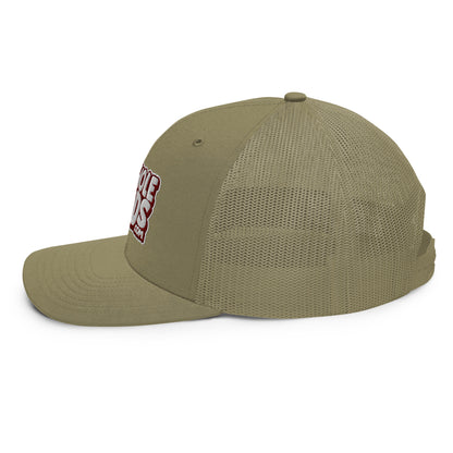 white/maroon nerds logo Richardson 112 snapback Trucker hat