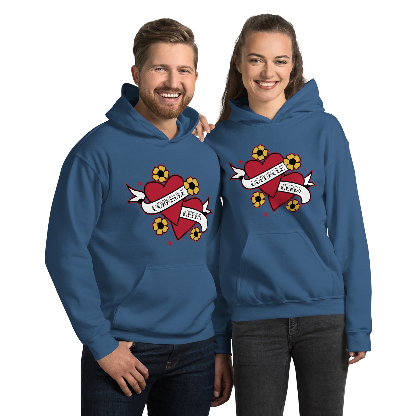 Cornhole Nerds two hearts are better than one Unisex Hoodie