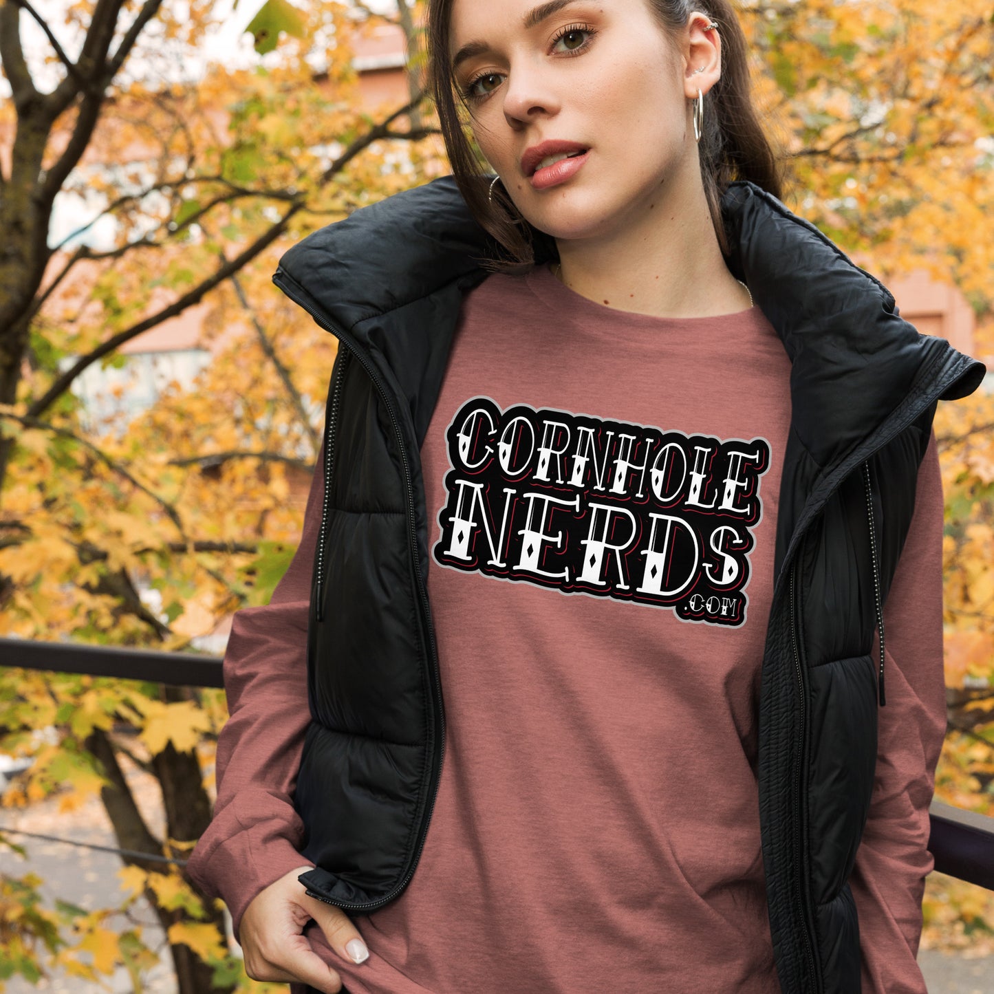 Cornhole Nerds Tattoo logo Unisex Long Sleeve Tee