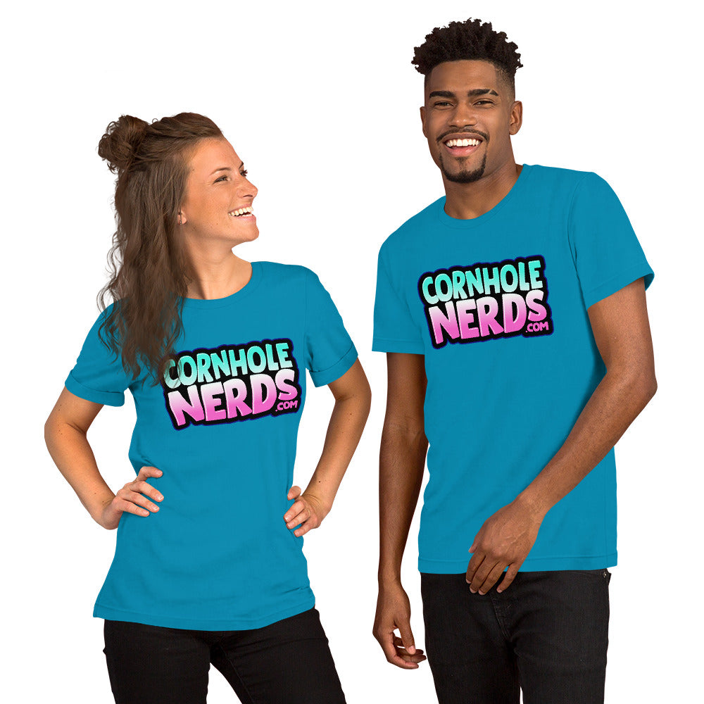 Cornhole Nerds pink twilight logo Unisex t-shirt