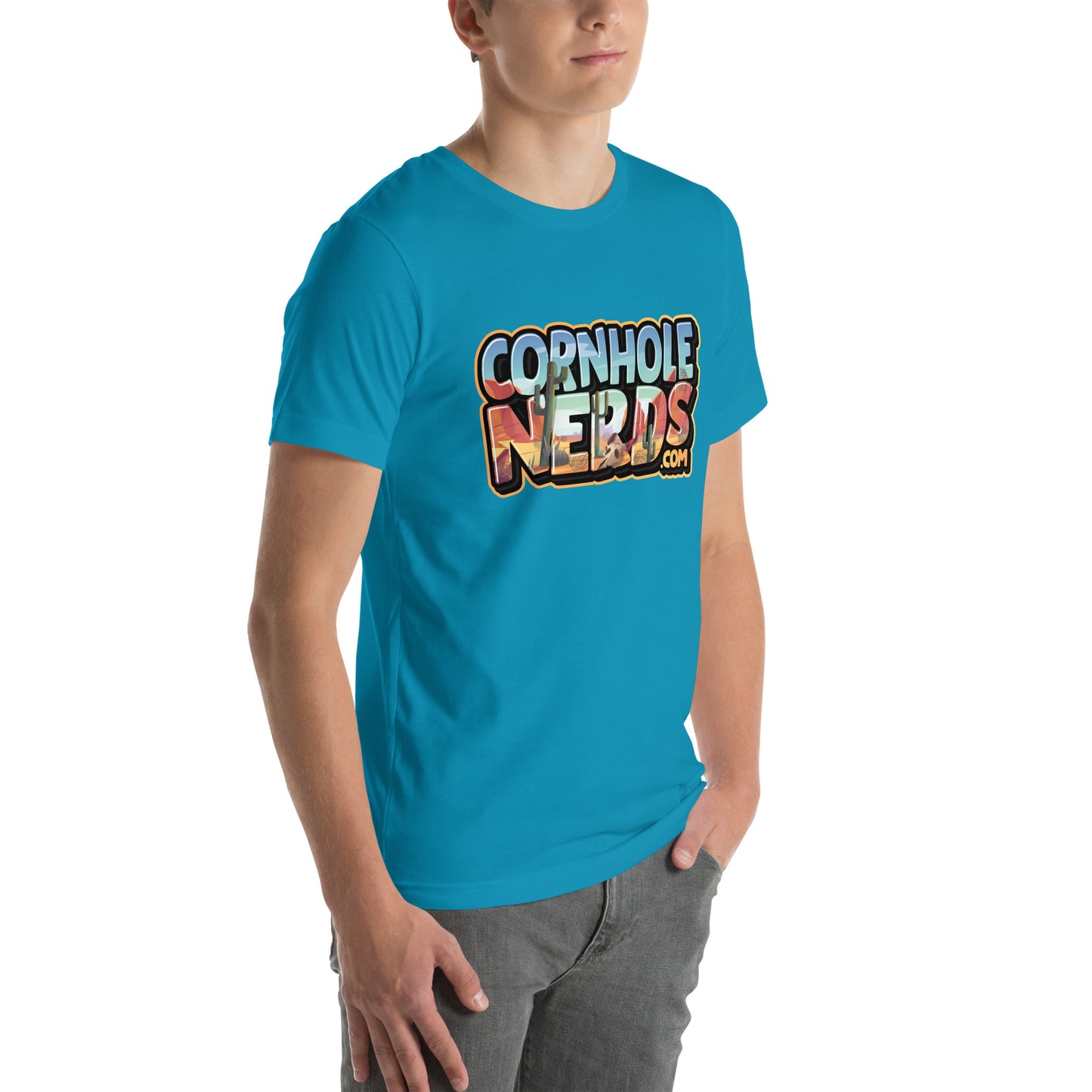 Cornhole Nerds desert skies logo Unisex t-shirt