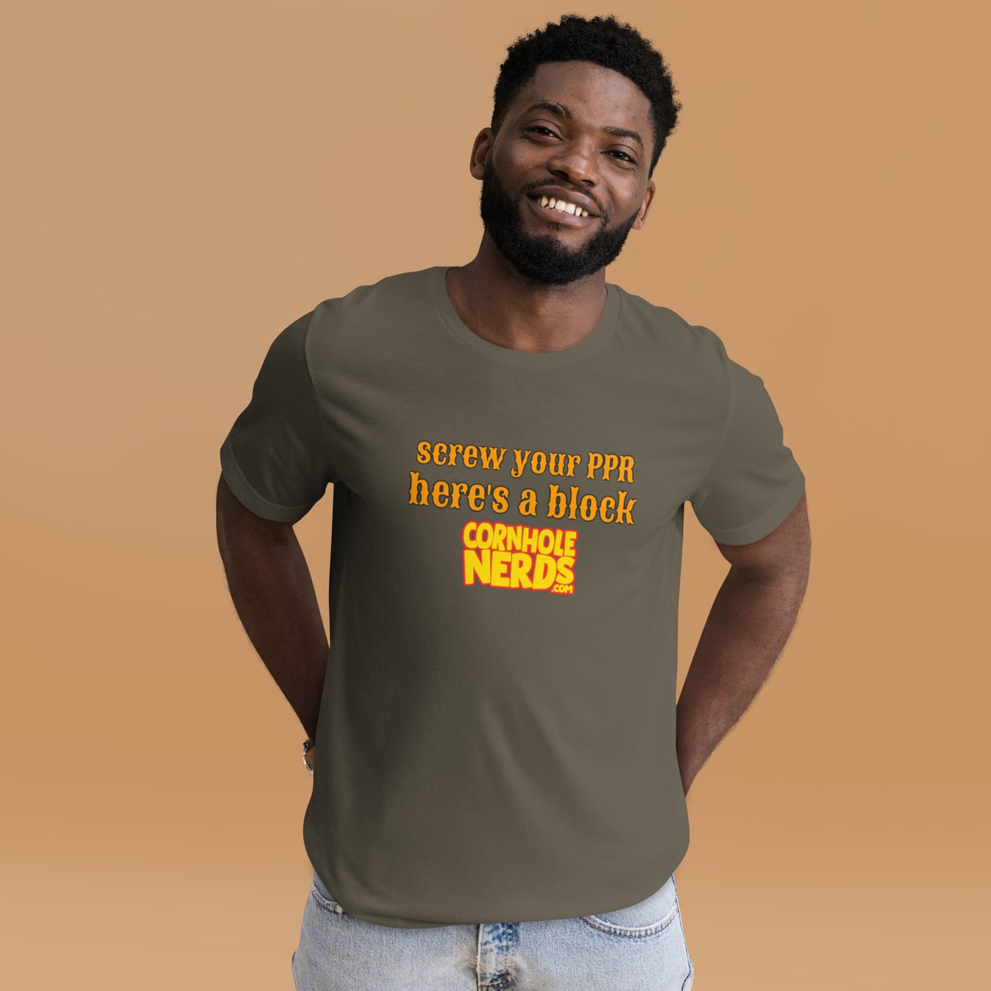 Here's a block Cornhole Nerds Unisex t-shirt