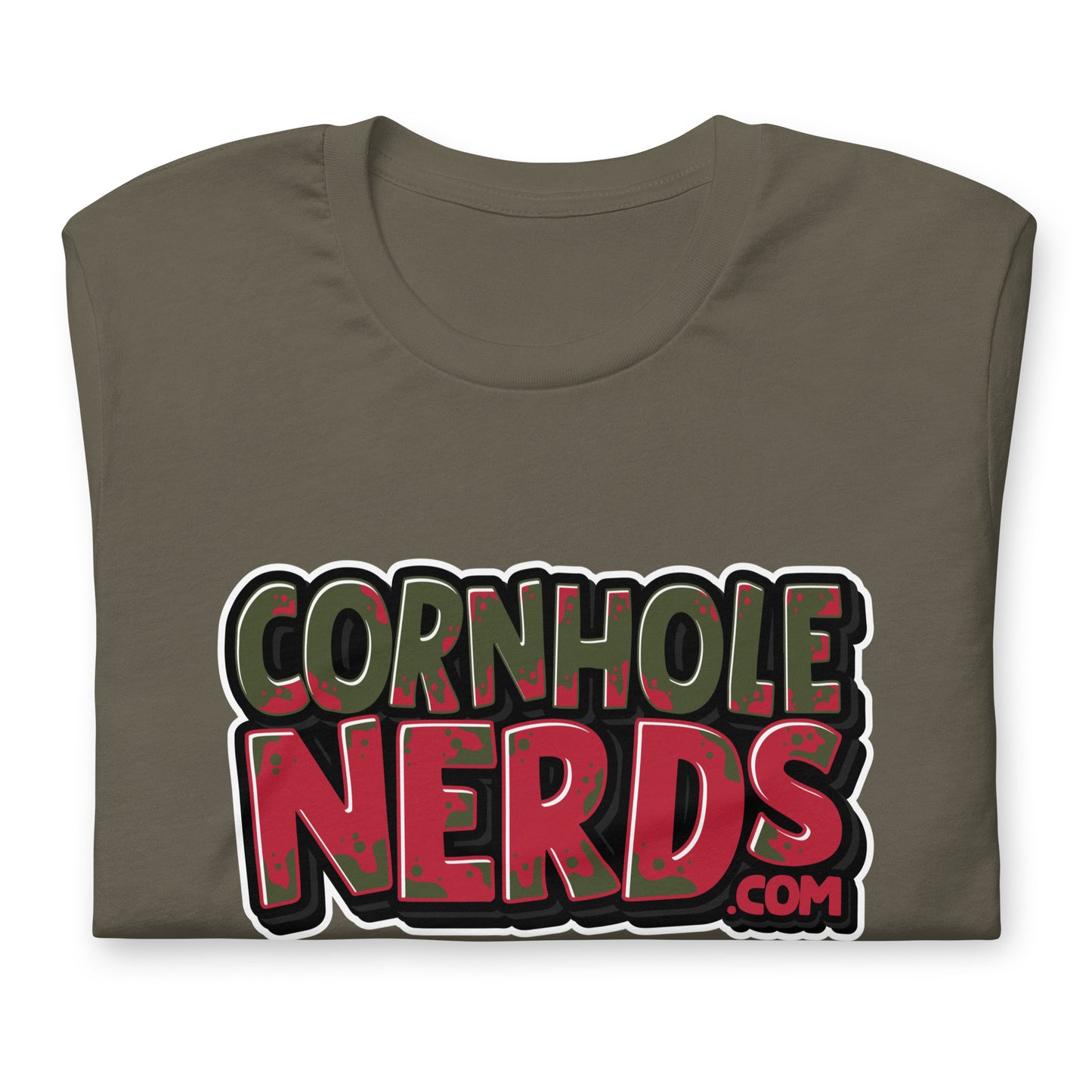 Cornhole Nerds green/red logo Unisex t-shirt