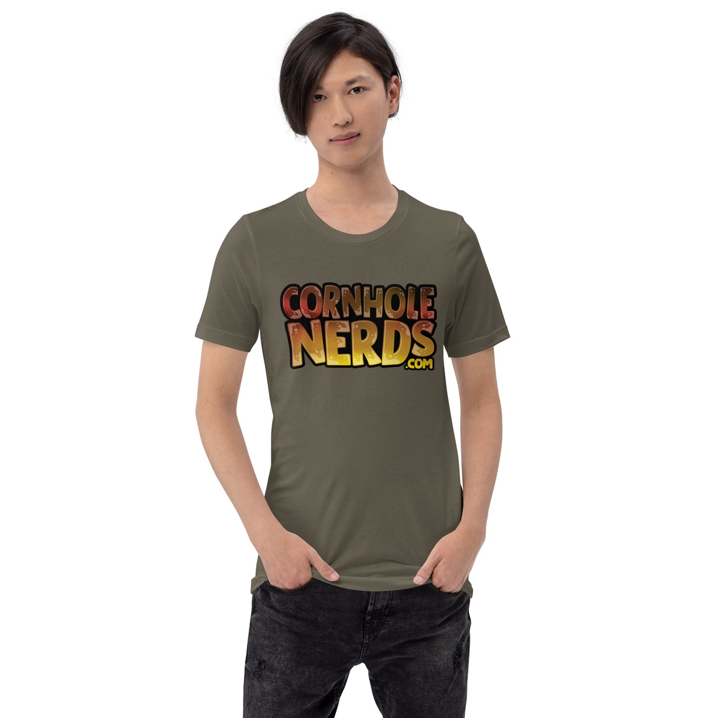 Cornhole Nerds thrower of puppets clear logo Unisex t-shirt