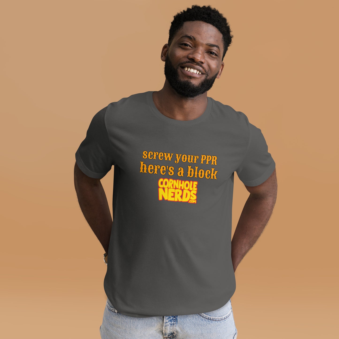 Here's a block Cornhole Nerds Unisex t-shirt