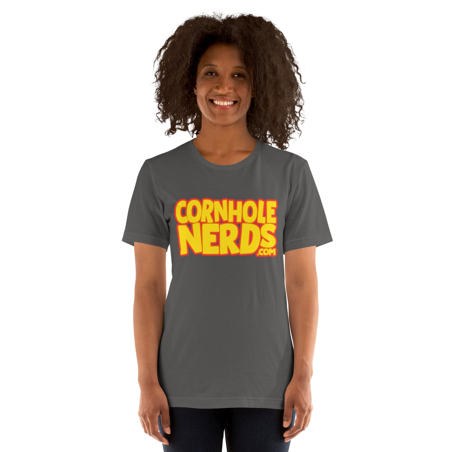 Cornhole Nerds yellow logo Unisex t-shirt