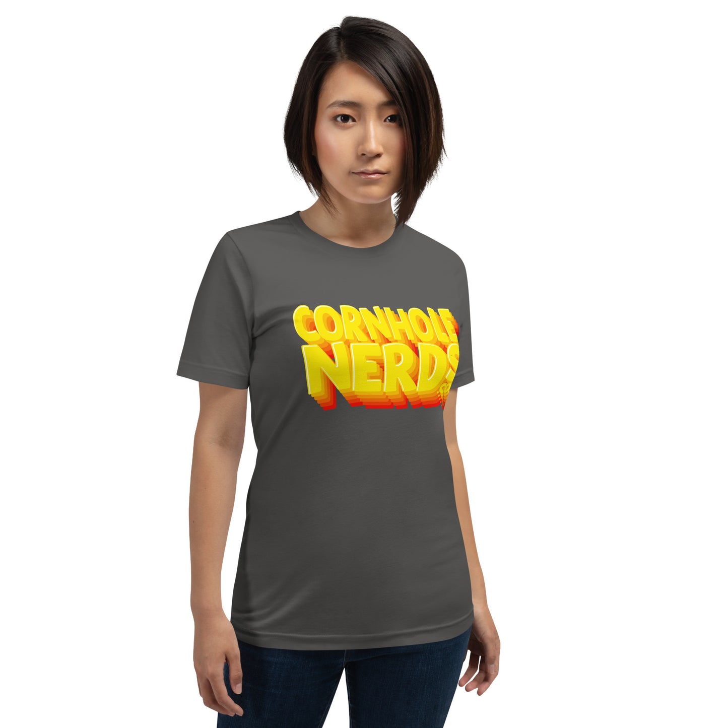 Cornhole Nerds yellow logo logo logo logo Unisex t-shirt