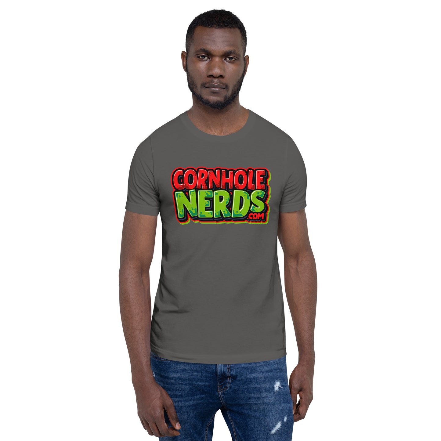 Cornhole Nerds red/green logo Unisex t-shirt