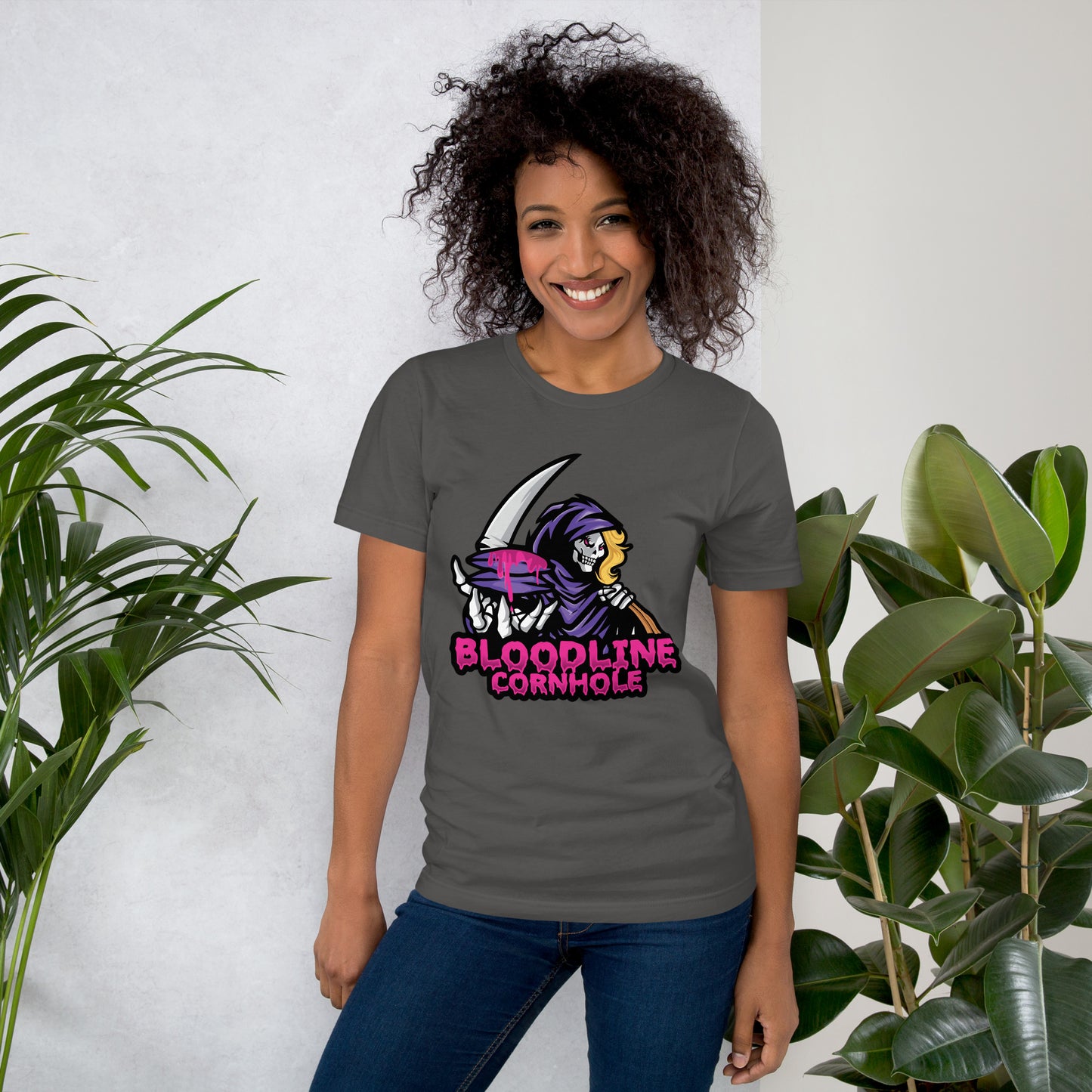 Bloodline Cornhole Lady Reaper Unisex t-shirt