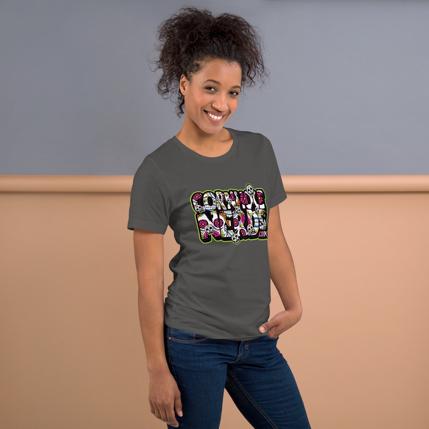 Cornhole Nerds Sugar Skulls logo Unisex t-shirt