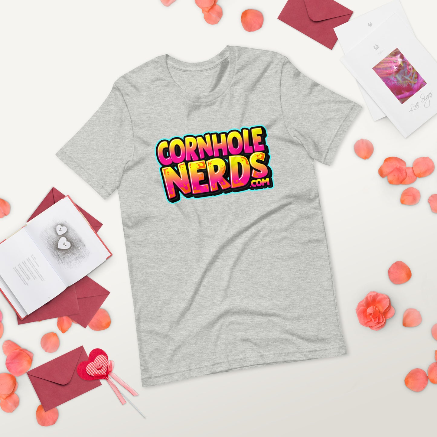 Cornhole Nerds yellow/pink/orange logo Unisex t-shirt