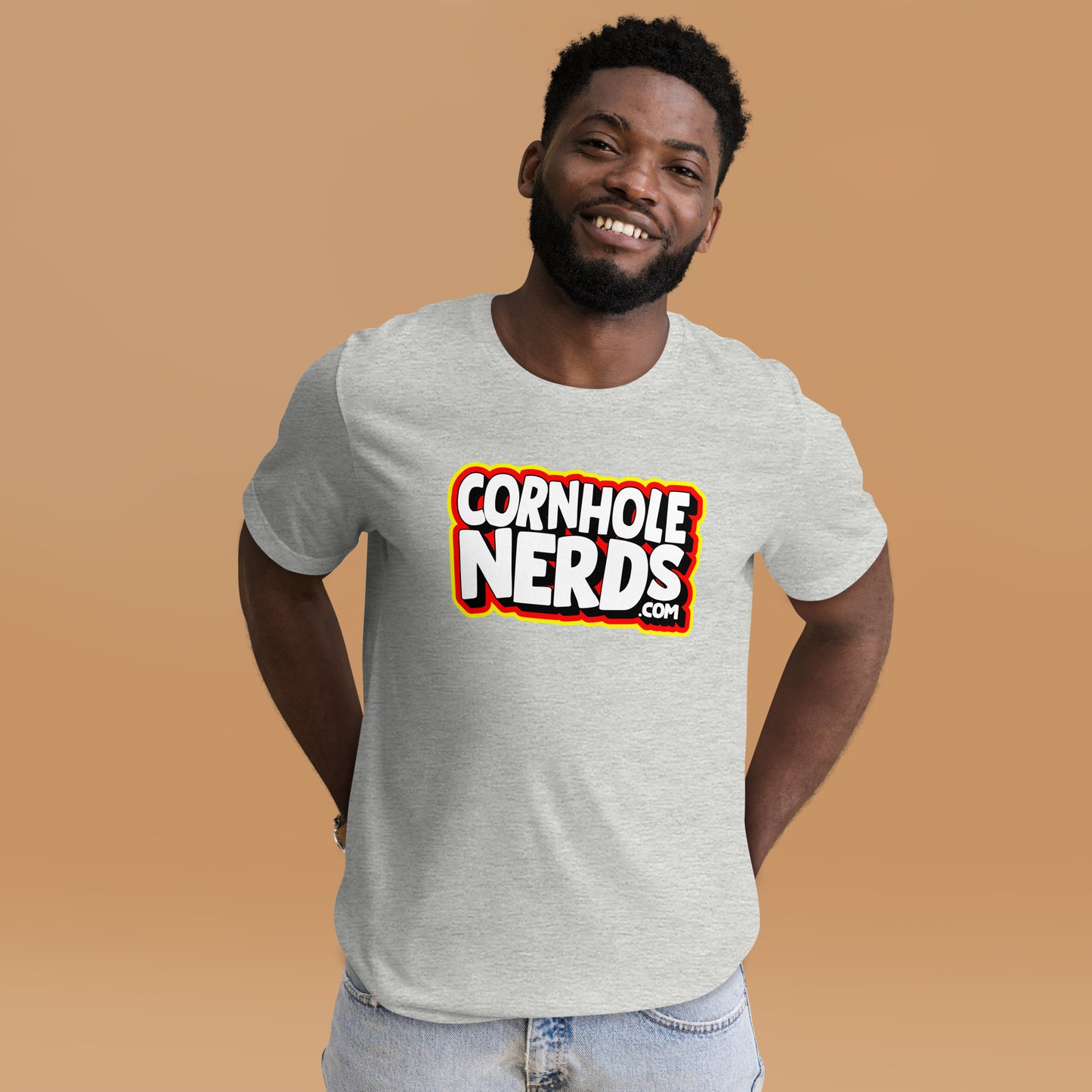 Cornhole Nerds white/yellow/red logo Unisex t-shirt