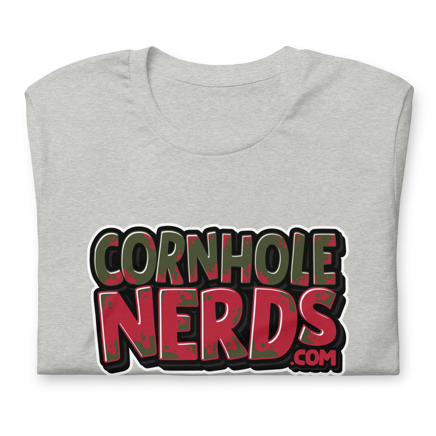 Cornhole Nerds green/red logo Unisex t-shirt