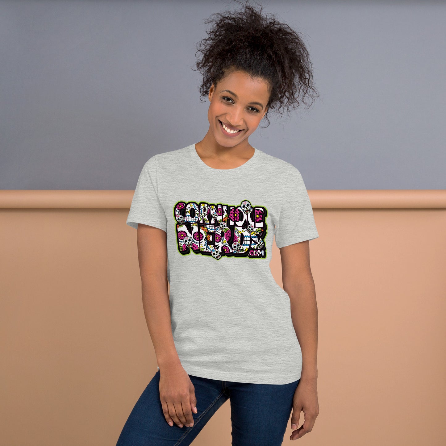 Cornhole Nerds Sugar Skulls logo Unisex t-shirt