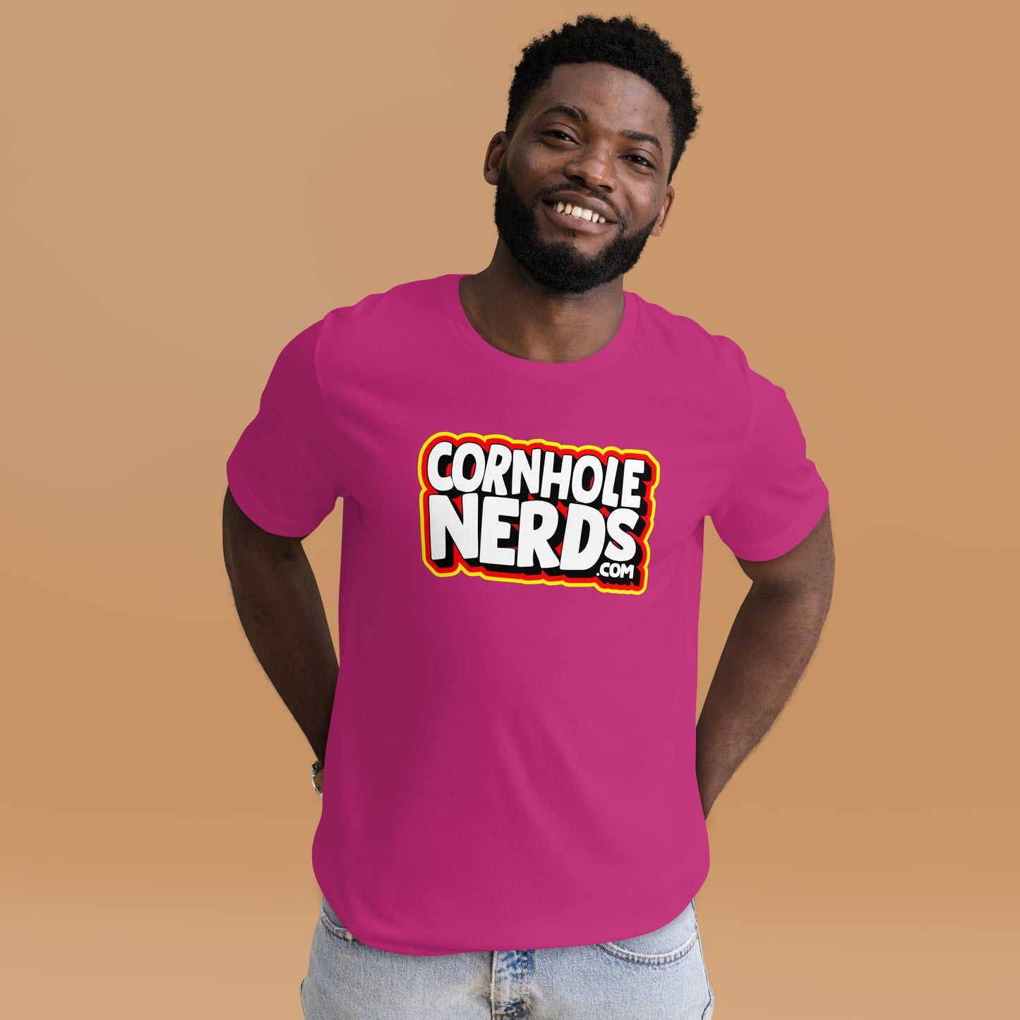 Cornhole Nerds white/yellow/red logo Unisex t-shirt