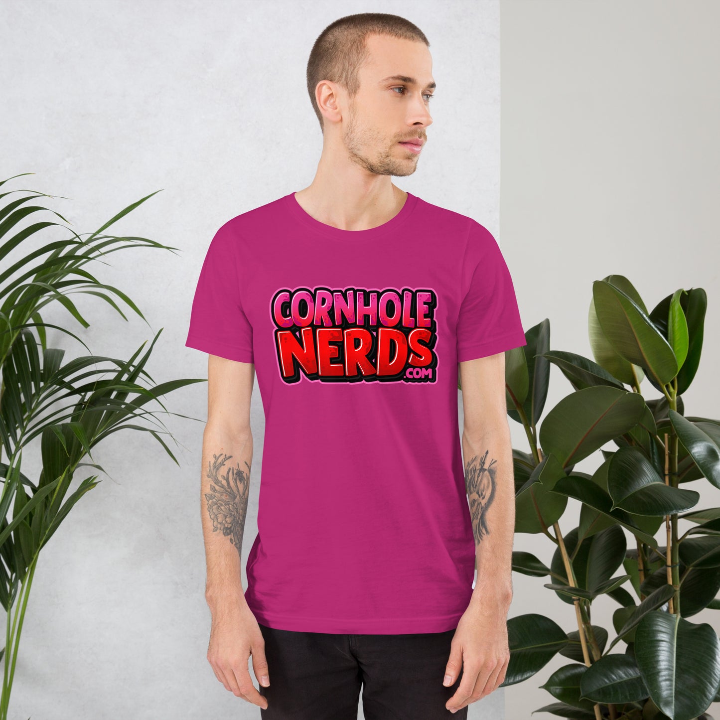 Cornhole Nerds pink/red logo Unisex t-shirt