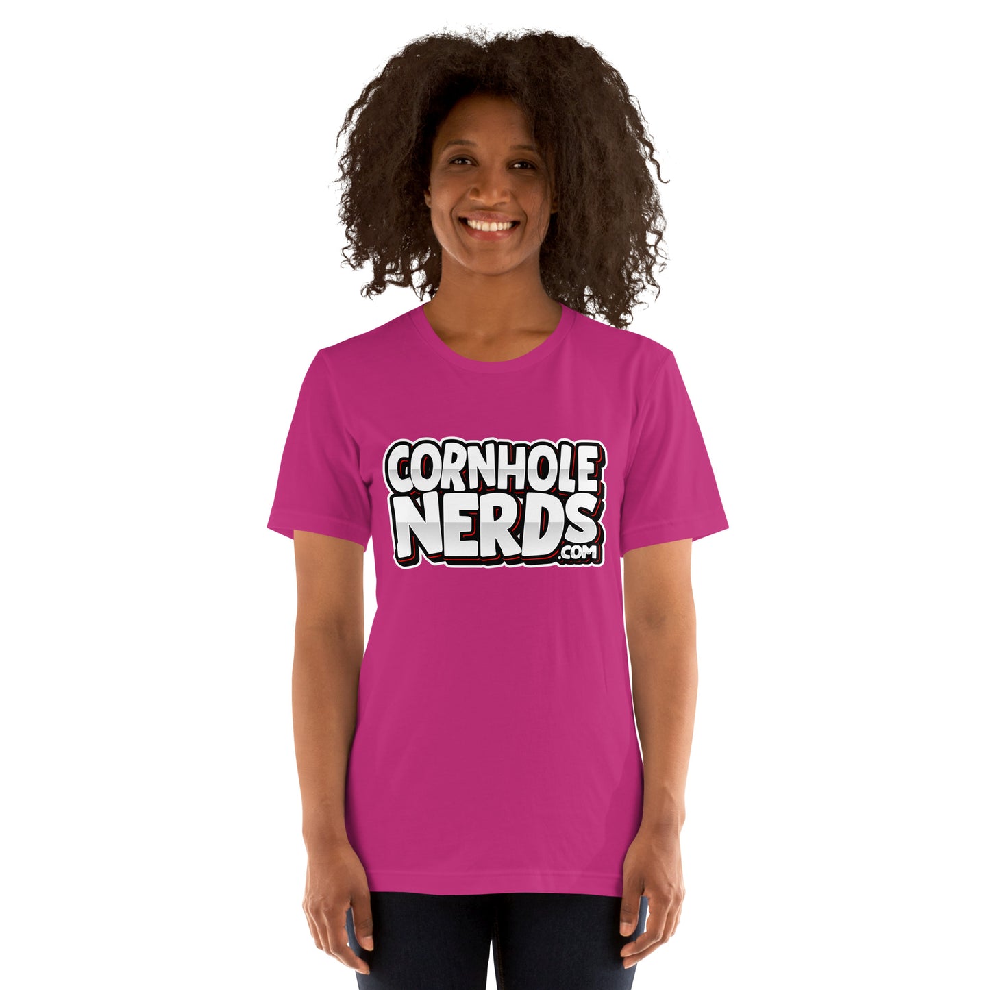 Cornhole Nerds I use to have a pager logo Unisex t-shirt