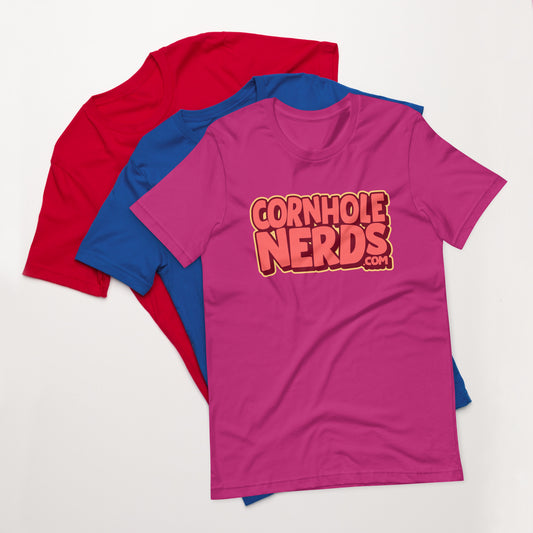 Cornhole Nerds salmon flavored logo Unisex t-shirt