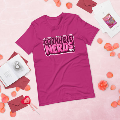 Cornhole Nerds raspberry slushie logo Unisex t-shirt