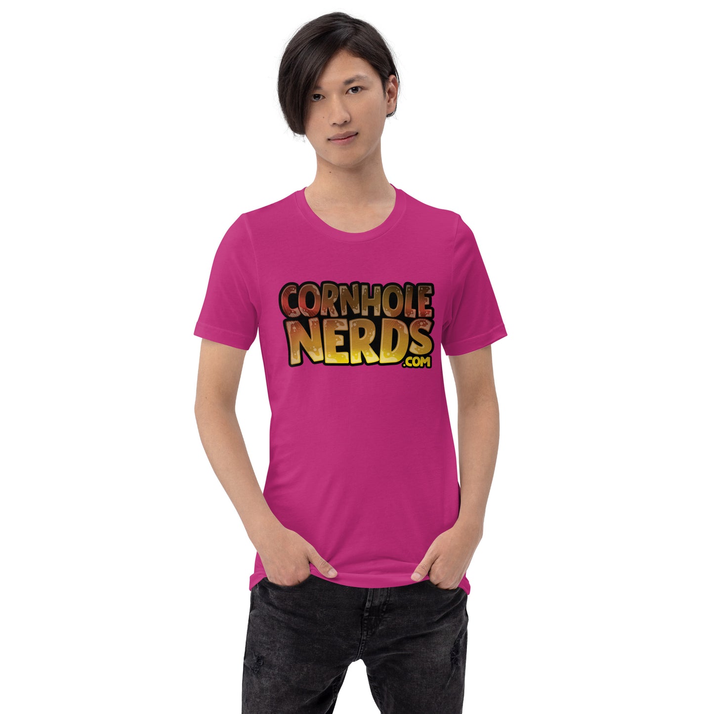 Cornhole Nerds thrower of puppets clear logo Unisex t-shirt