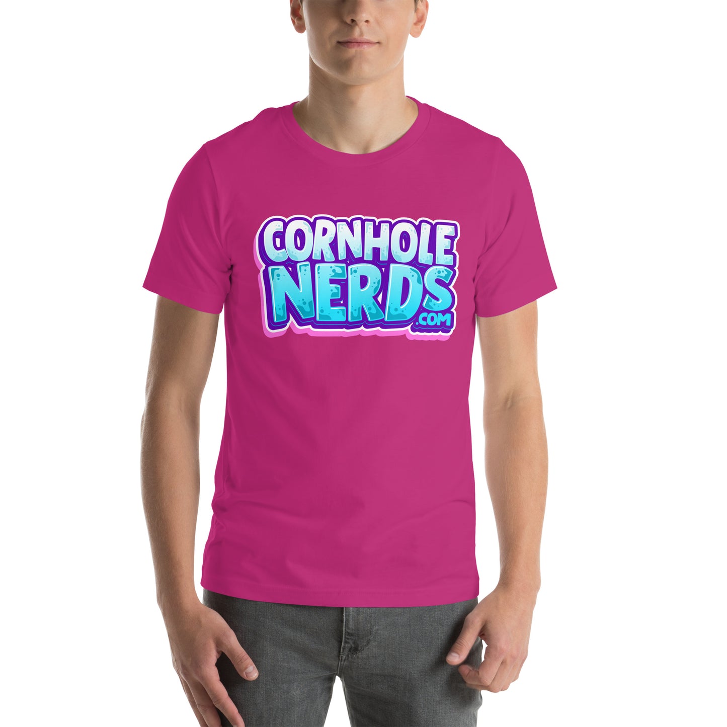 Cornhole Nerds icy pink logo Unisex t-shirt