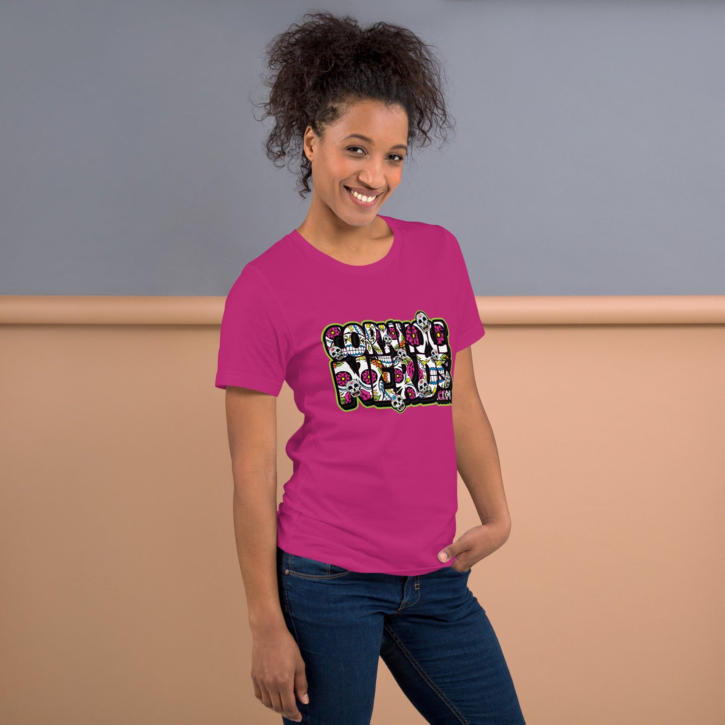 Cornhole Nerds Sugar Skulls logo Unisex t-shirt