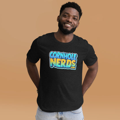 Cornhole Nerds green/blue/yellow logo Unisex t-shirt