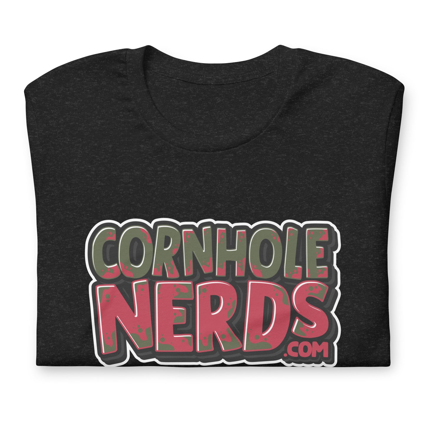 Cornhole Nerds green/red logo Unisex t-shirt