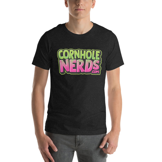 Cornhole Nerds purple/green logo Unisex t-shirt