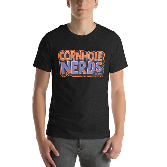 Cornhole Nerds purple/orange logo Unisex t-shirt