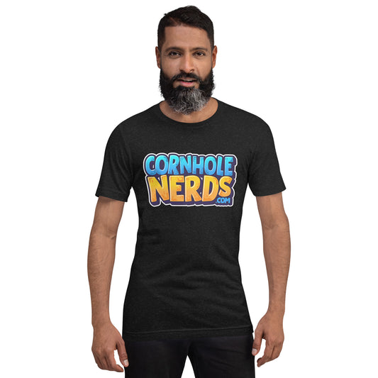 Cornhole Nerds blue/yellow logo Unisex t-shirt