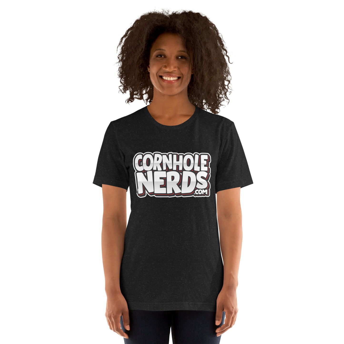 Cornhole Nerds I use to have a pager logo Unisex t-shirt