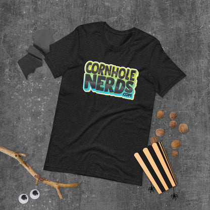 Cornhole Nerds some kind of blue/black and yellow logo Unisex t-shirt